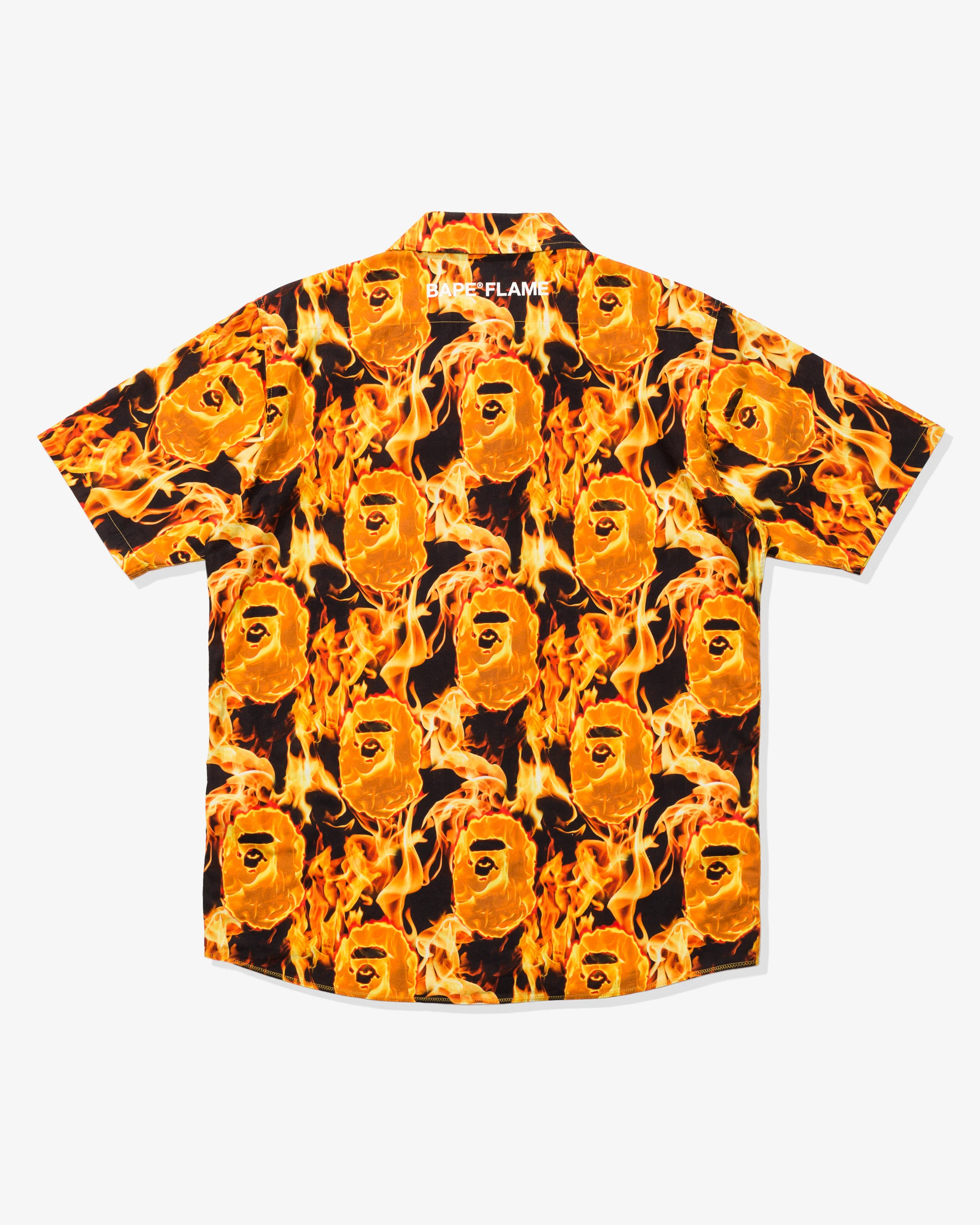 BAPE FLAME OPEN COLLAR SHIRT - ORANGE - Image 2