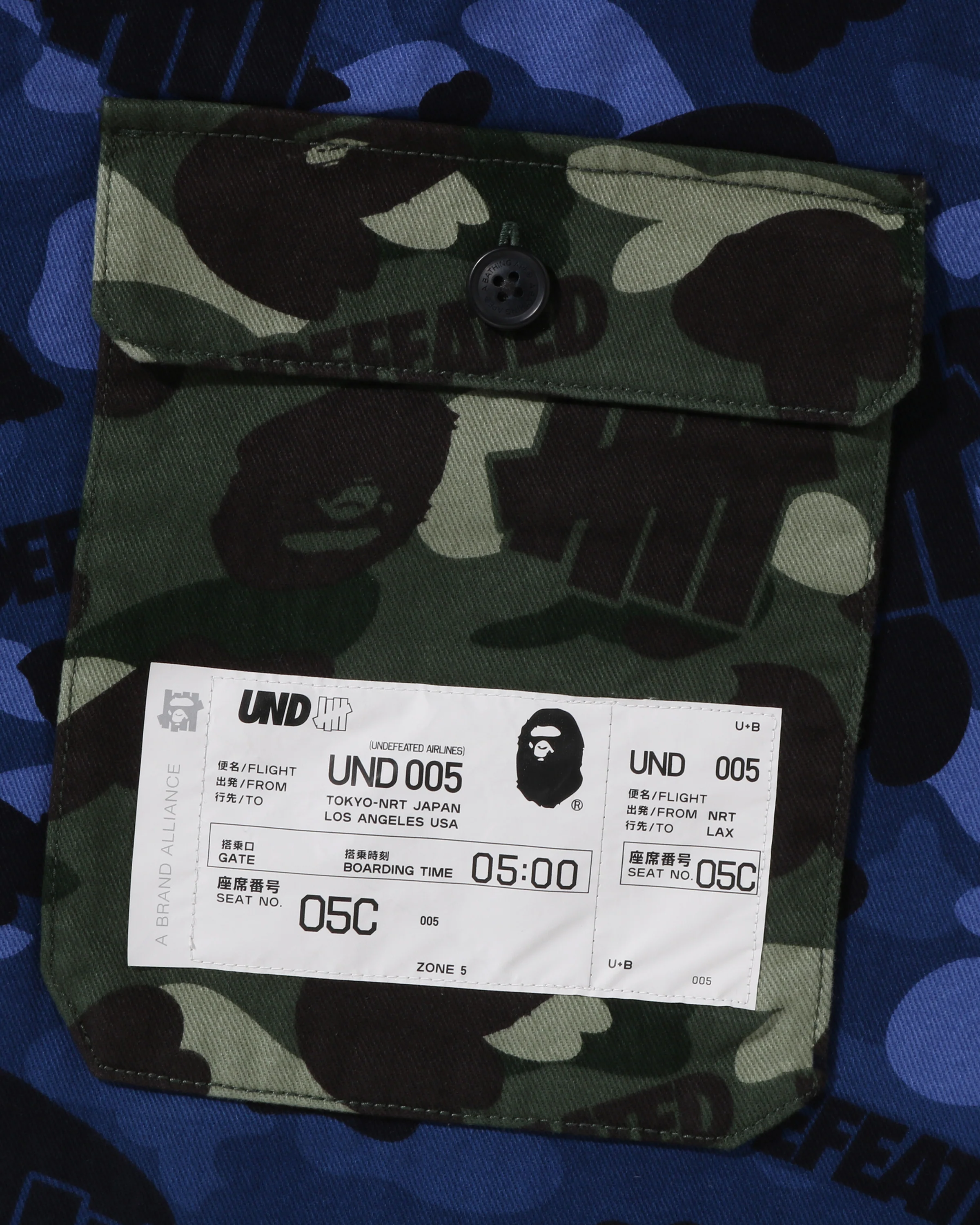 BAPE X UNDEFEATED COLOR CAMO FLANNEL JACKET - NAVY - Image 4