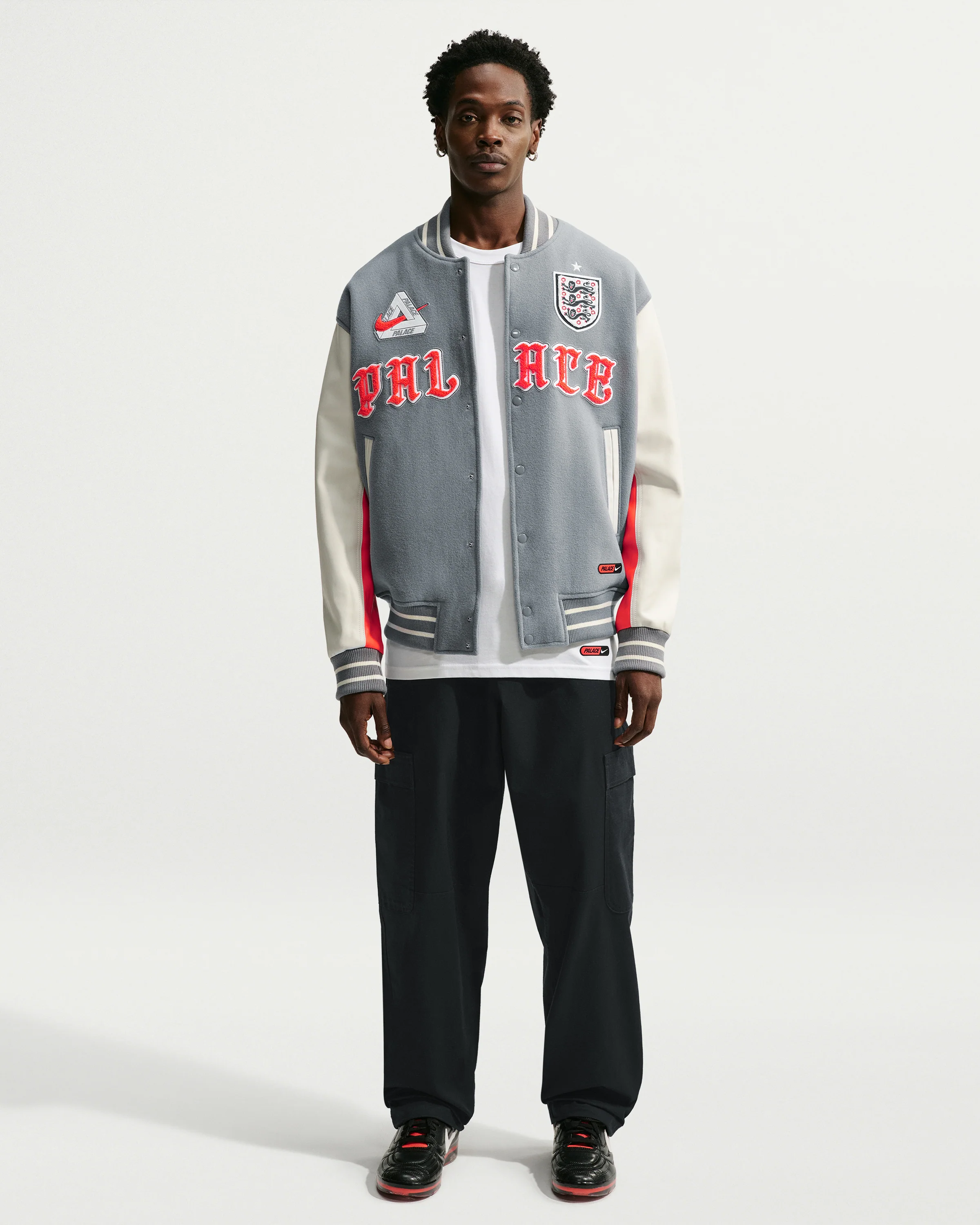 NIKE X PALACE ENG VARSITY JACKET - PEWTER GREY - Image 6