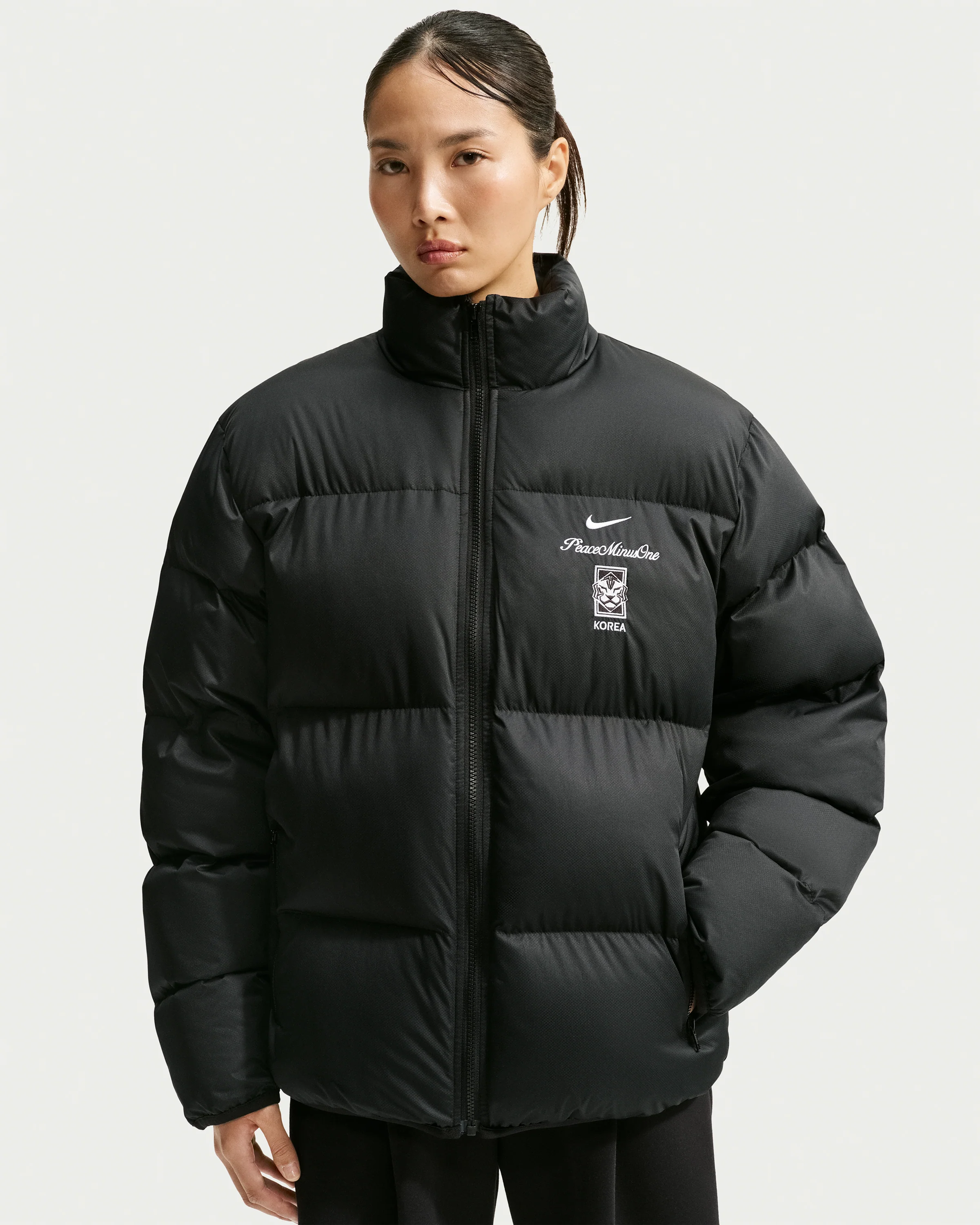 NIKE X PEACEMINUSONE KR PUFFER JACKET - BLACK/ WHITE - Image 3